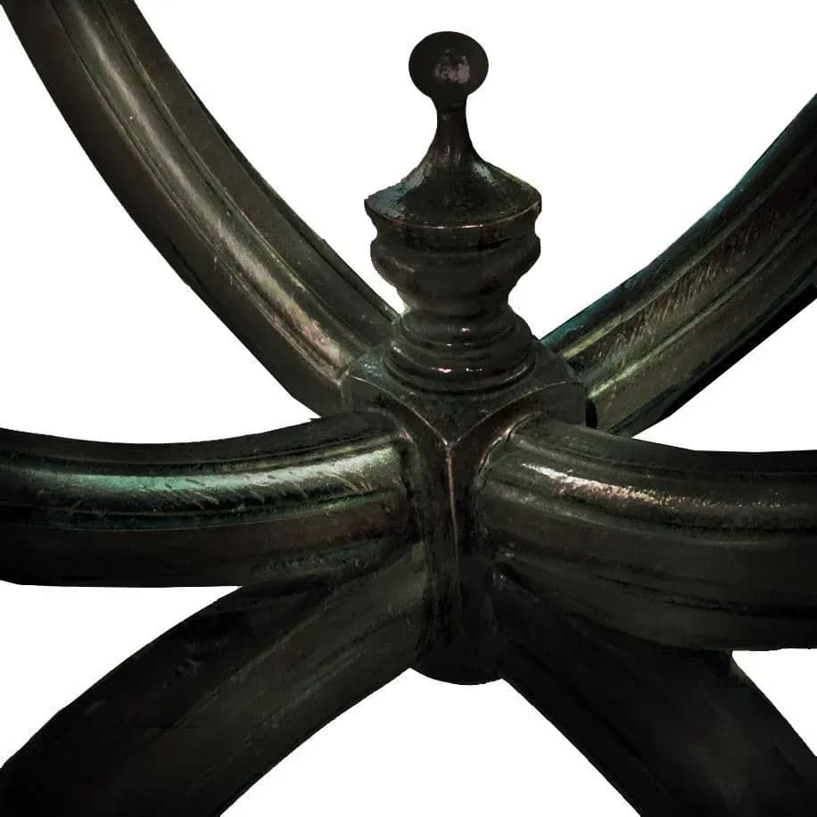 Vintage 1940s Round Mahogany & Tooled Leather Topped Side Table With Spider Legs - Thumbnail 11