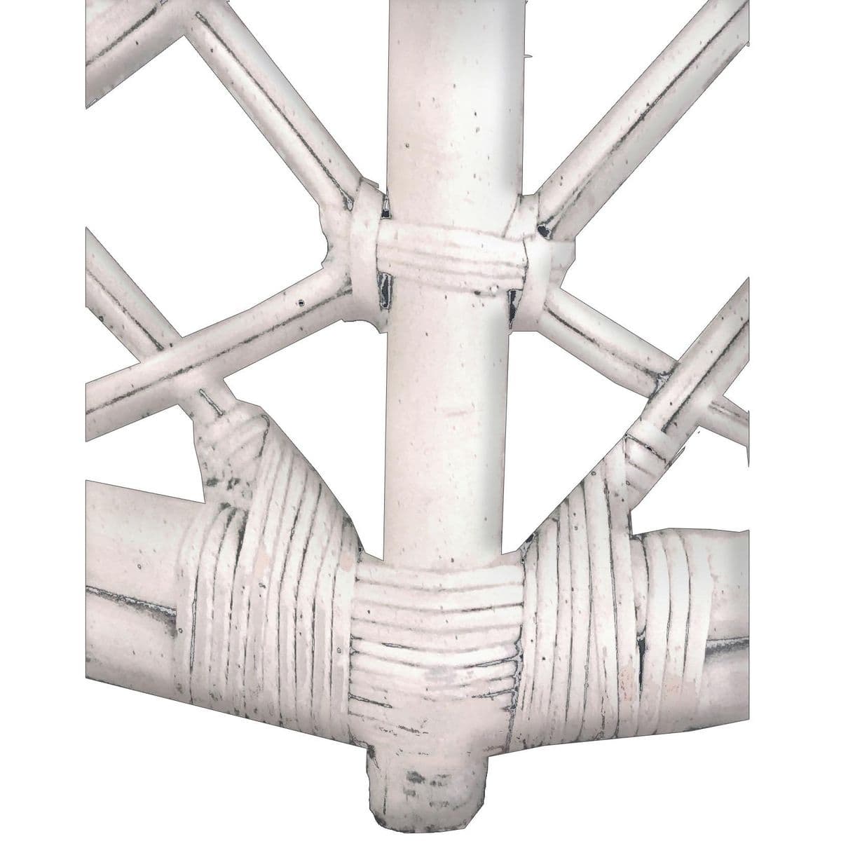 80s Boho Off-White Lattice Rattan Glass Top Oval McGuire Style Coffee Table - Thumbnail 11