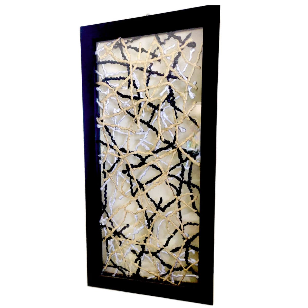 2001 "Roadmap to Chaos" Bowne, Mixed Media Sandwiched in Clear Glass Framed in Black - Thumbnail 4