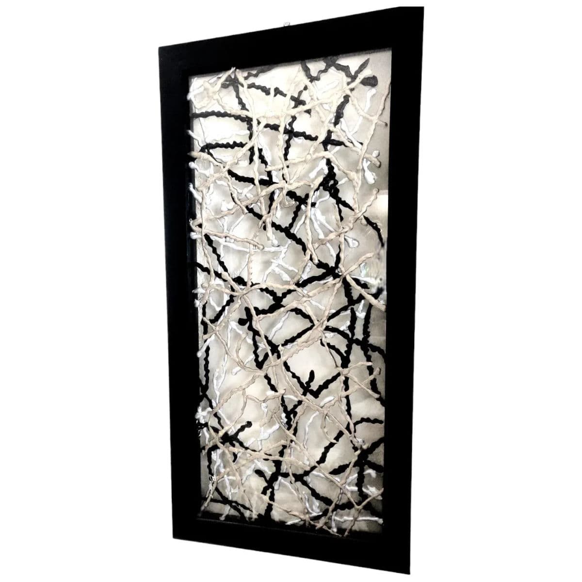 2001 "Roadmap to Chaos" Bowne, Mixed Media Sandwiched in Clear Glass Framed in Black - Thumbnail 13