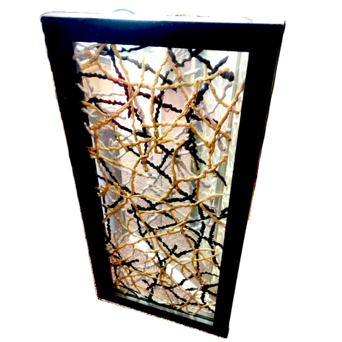 2001 "Roadmap to Chaos" Bowne, Mixed Media Sandwiched in Clear Glass Framed in Black - Thumbnail 10