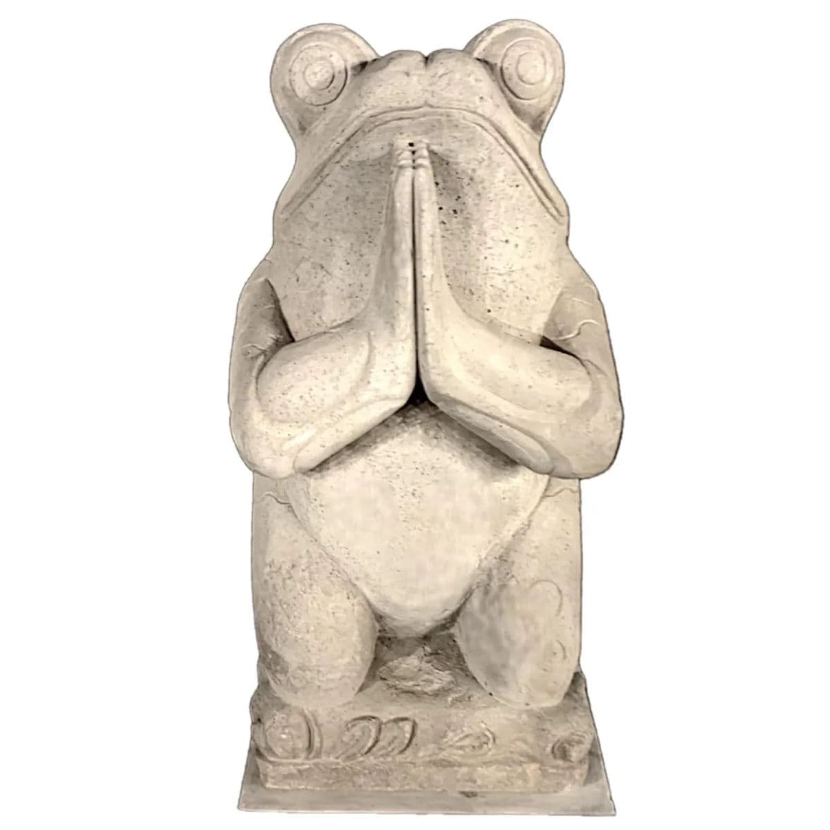 Large Tall Vintage Balinese Ash Cast Meditating Zen Garden Frog Statue - Thumbnail 6