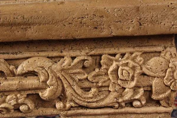 1970s Carved Faux Stone Coffee Table With Beveled Glass Top Inlay - Thumbnail 10