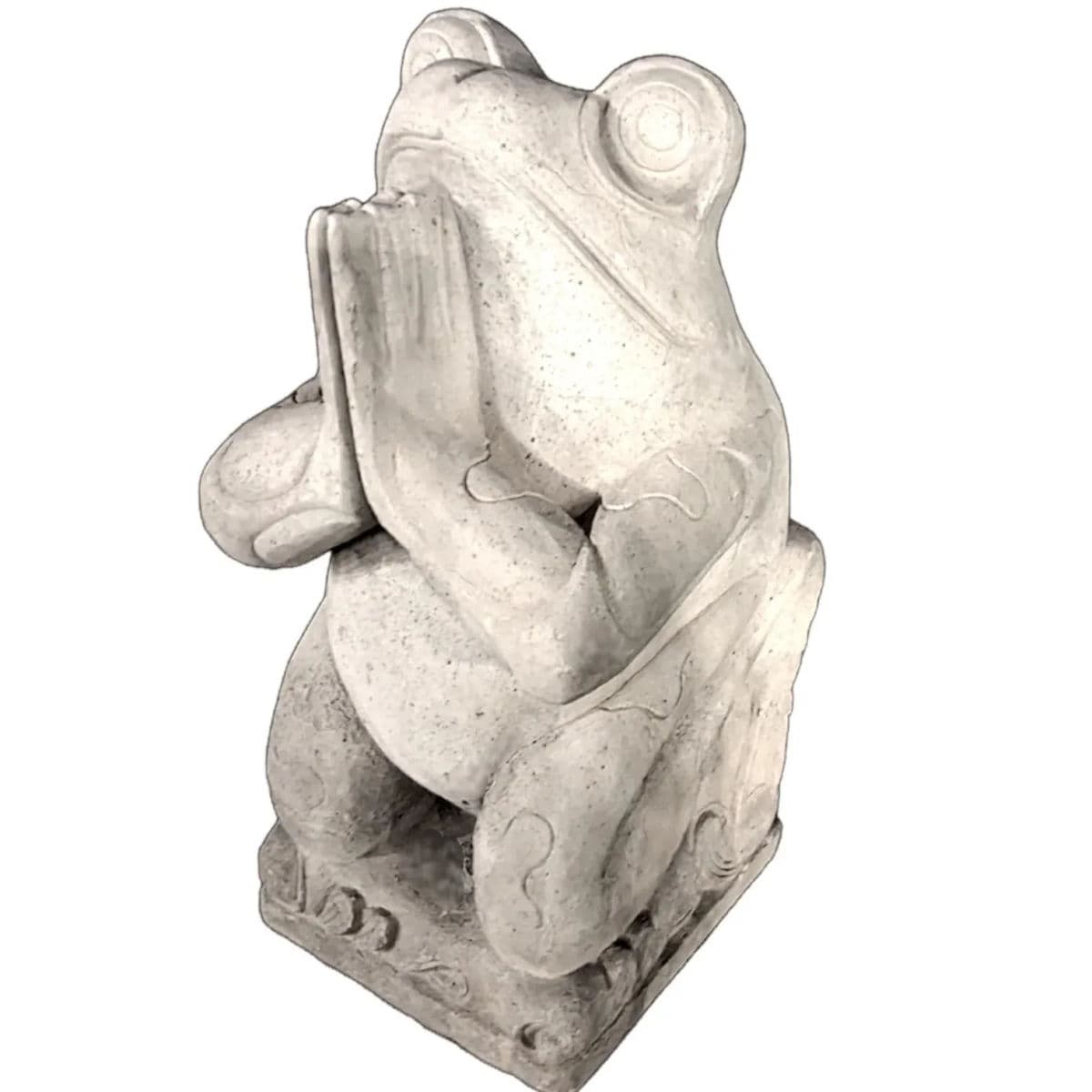 Large Tall Vintage Balinese Ash Cast Meditating Zen Garden Frog Statue - Thumbnail 3