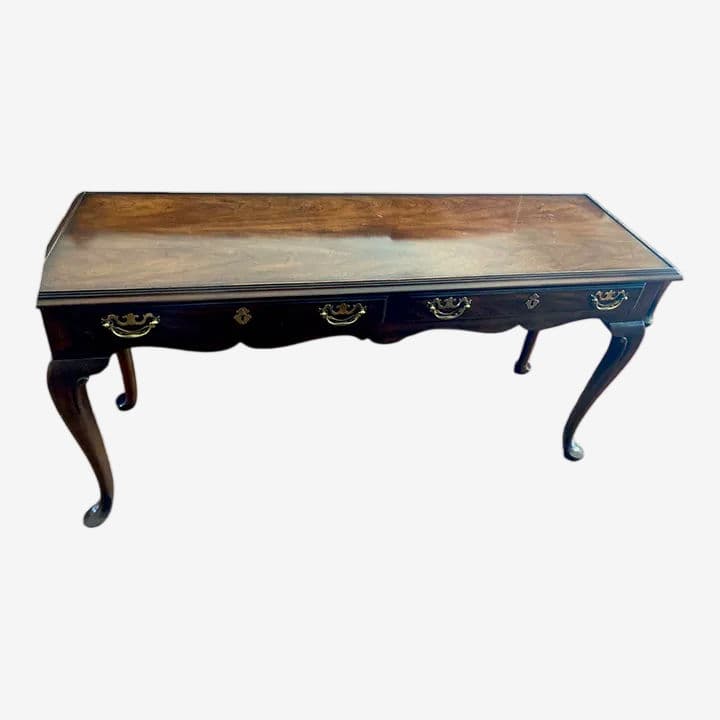 1990s Two Drawer Rectangular Signed Drexel Heritage Console Sofa Table on Cabriole Legs - Image 1