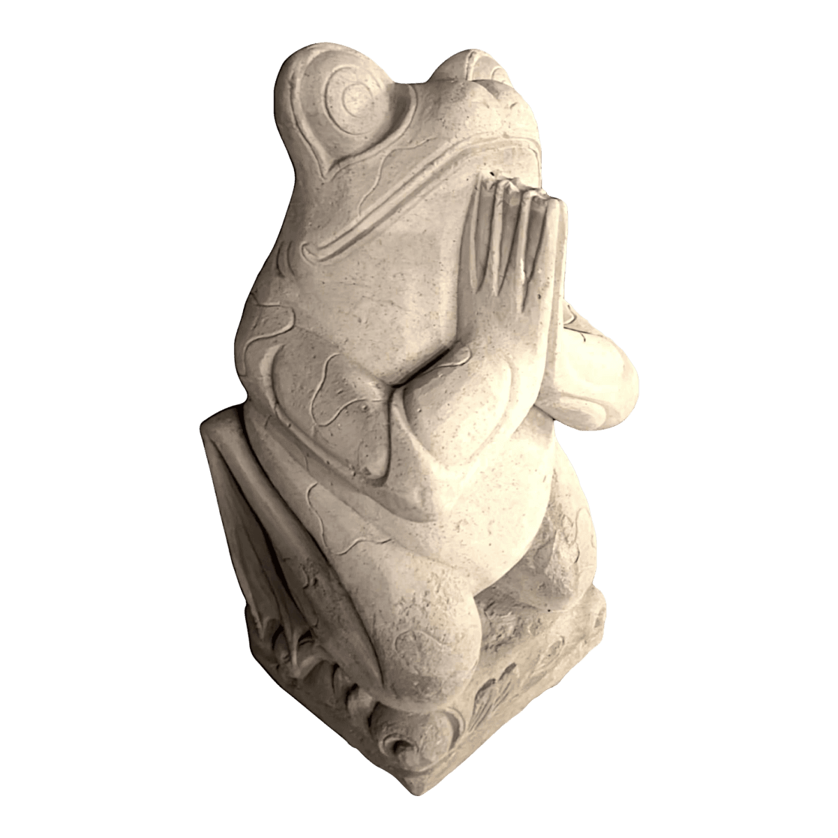 Large Tall Vintage Balinese Ash Cast Meditating Zen Garden Frog Statue - Thumbnail 2