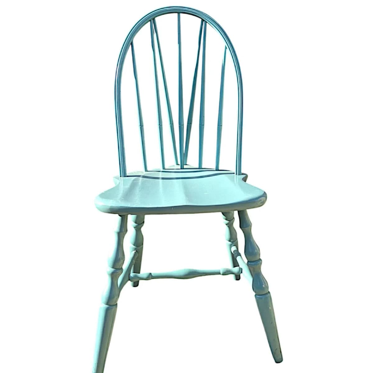 1990s Robins Egg Blue Windsor Bow Back – Brace Back Farmhouse Side Chairs - A Pair - Thumbnail 5