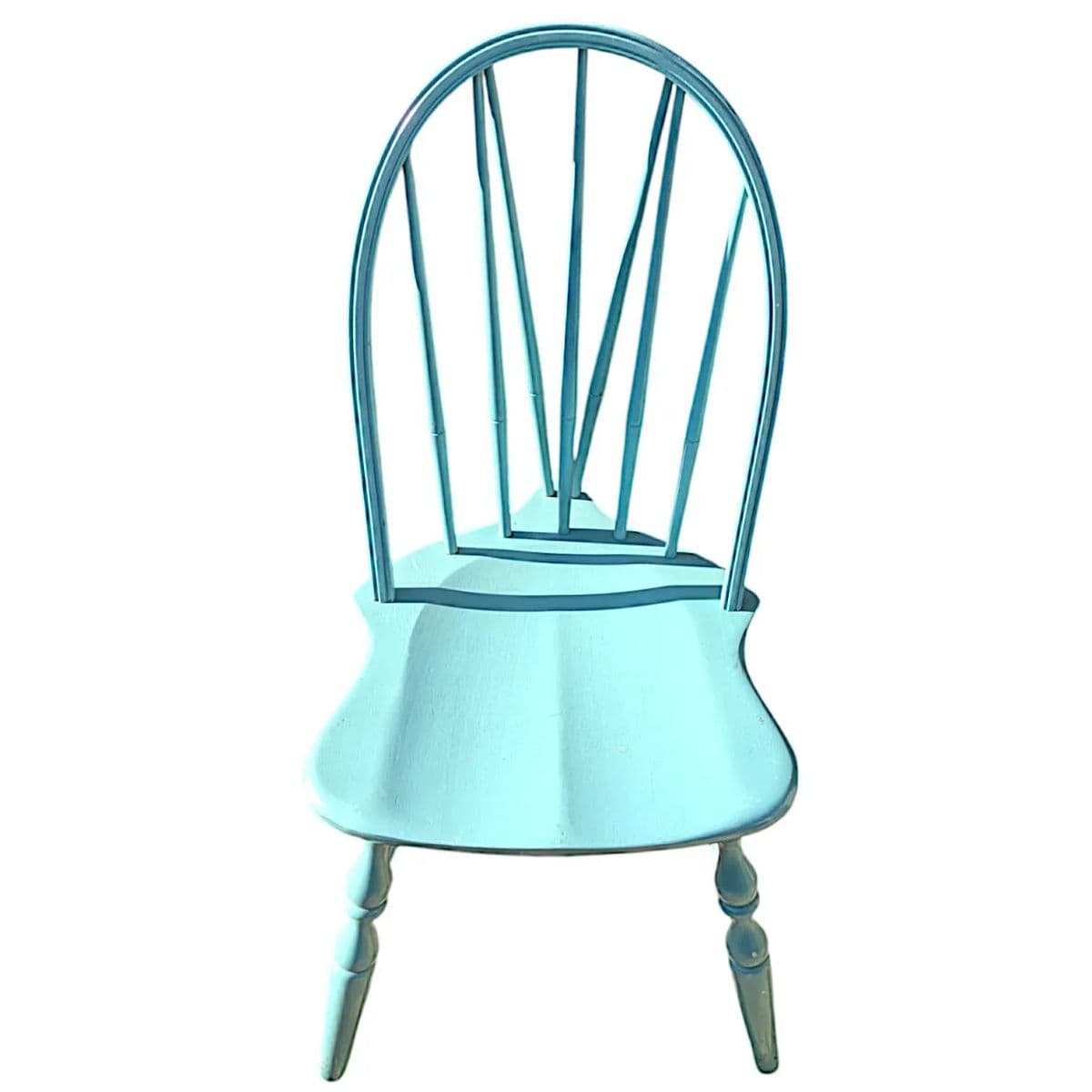 1990s Robins Egg Blue Windsor Bow Back – Brace Back Farmhouse Side Chairs - A Pair - Thumbnail 10