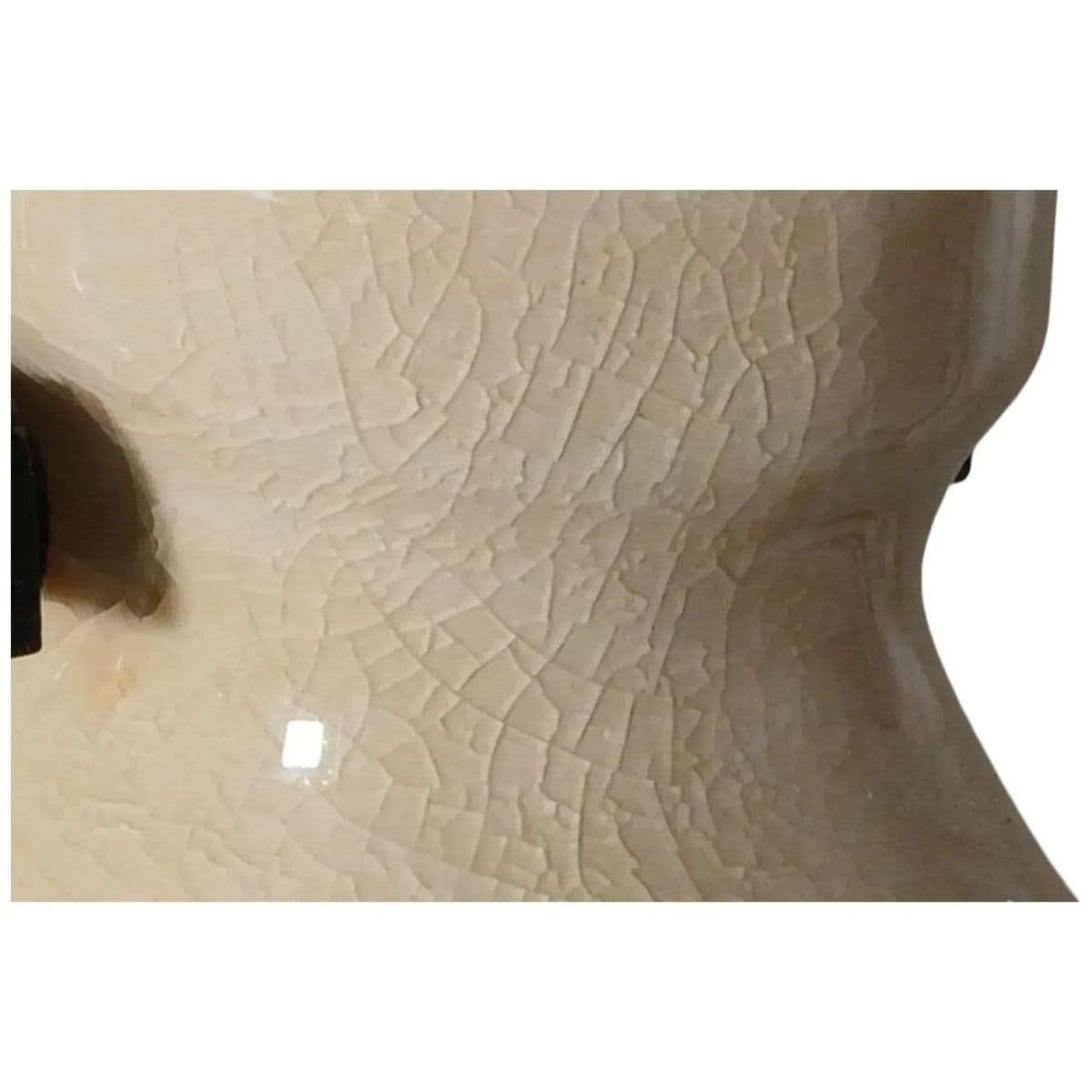 Late 20th Century Large Off-White Decorative Handled Urns With Cast Iron Stands - Set of 2 - Thumbnail 11