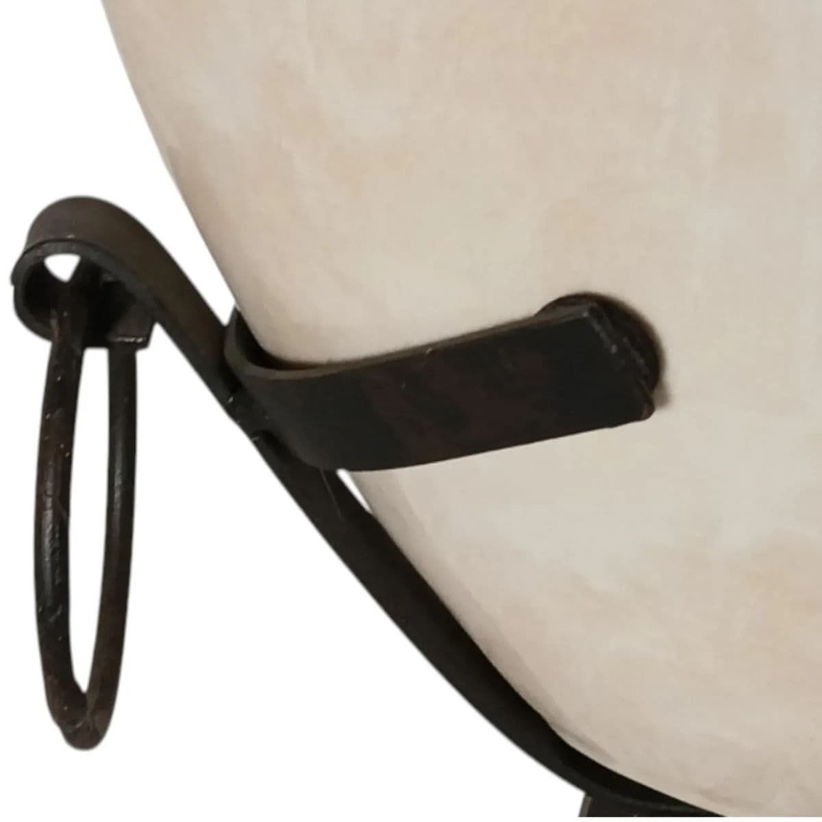 Late 20th Century Large Off-White Decorative Handled Urns With Cast Iron Stands - Set of 2 - Thumbnail 8