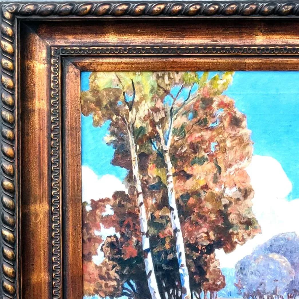 Signed Expressionist Framed Oil Painting Depicting Fall Country Brook in Vivid Colors Circa 1970s - Thumbnail 3