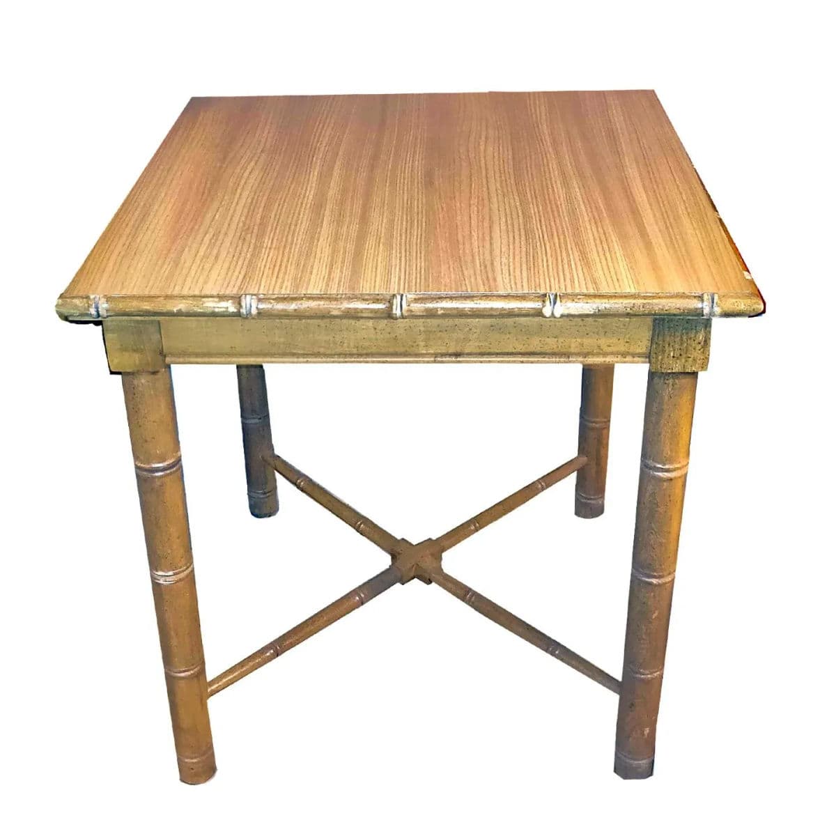 Vintage Aesthetic Movement R J Horner Wood Formica Topped Faux Bamboo Rattan Side Table - Thumbnail 9