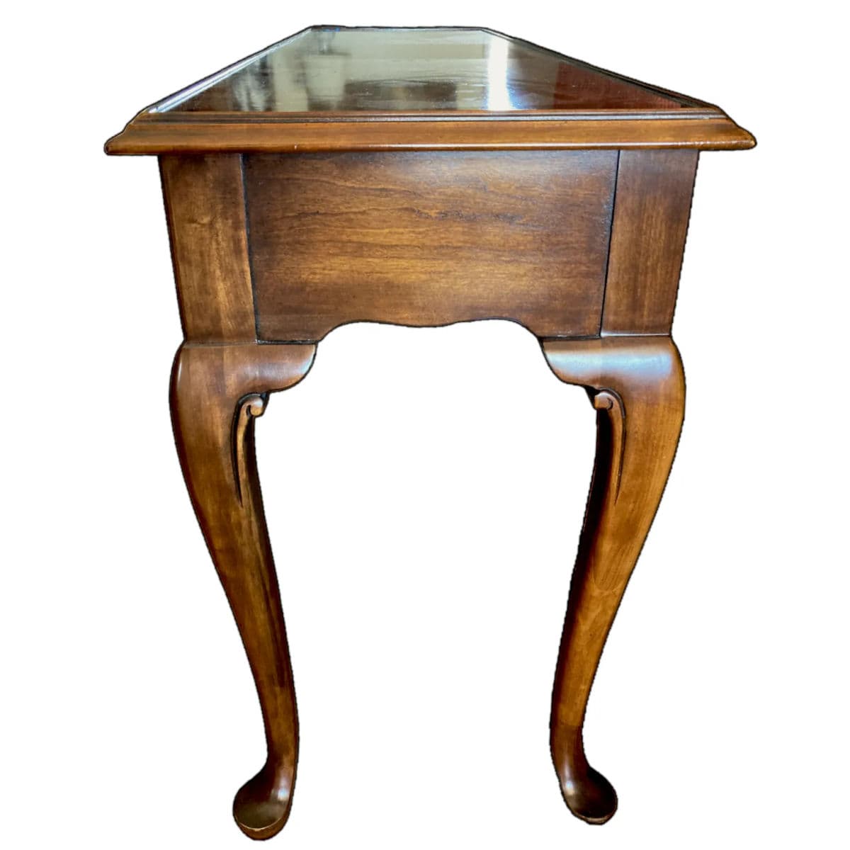 1990s Two Drawer Rectangular Signed Drexel Heritage Console Sofa Table on Cabriole Legs - Thumbnail 4