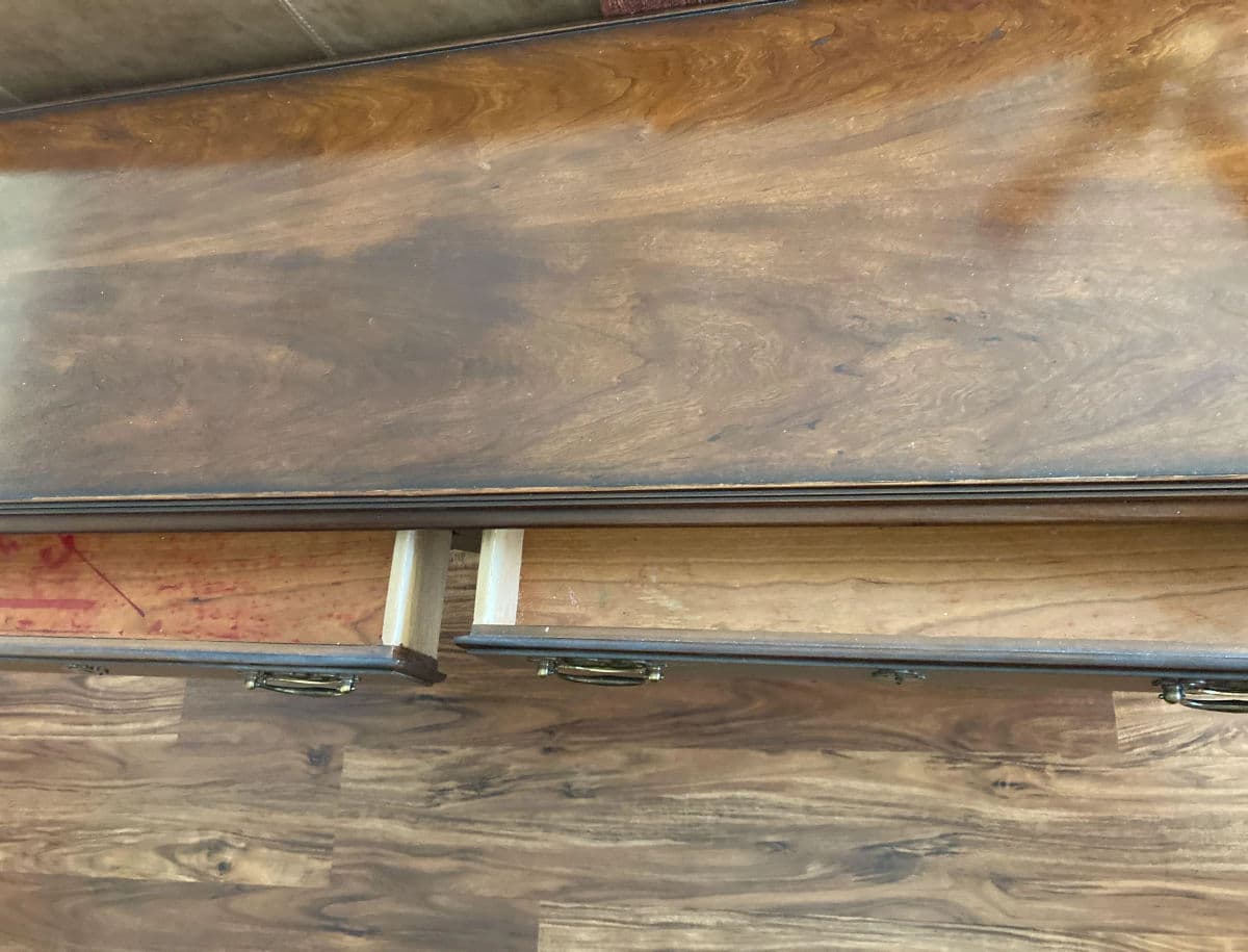 1990s Two Drawer Rectangular Signed Drexel Heritage Console Sofa Table on Cabriole Legs - Thumbnail 7