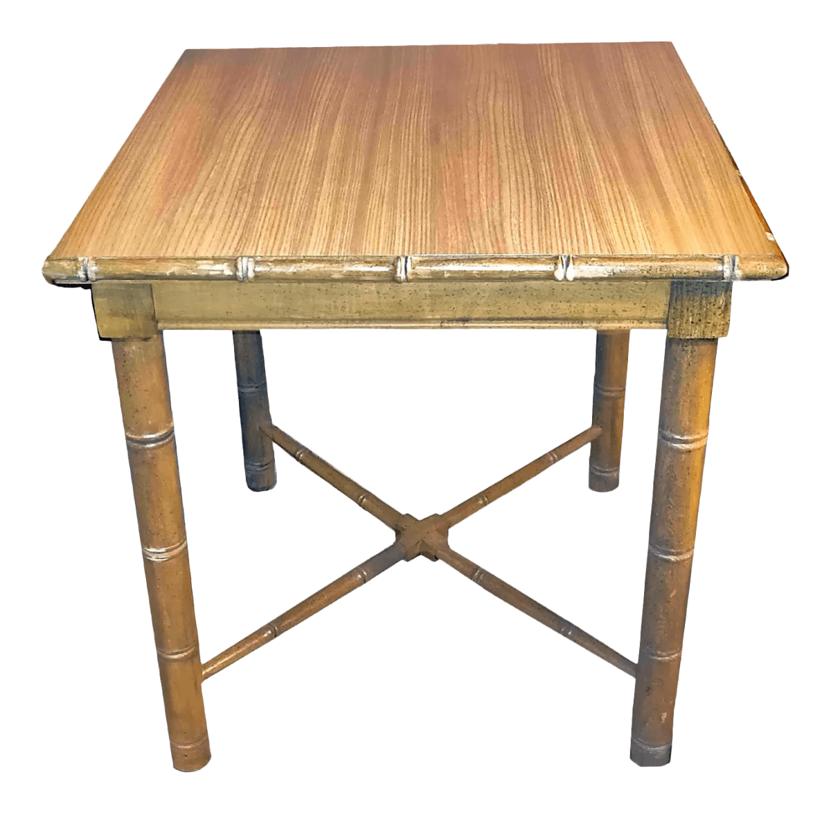 Vintage Aesthetic Movement R J Horner Wood Formica Topped Faux Bamboo Rattan Side Table - Thumbnail 2