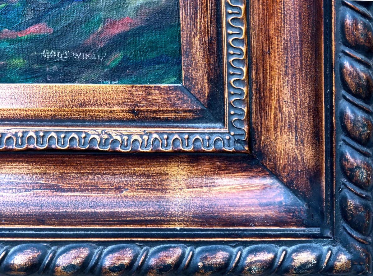 Signed Expressionist Framed Oil Painting Depicting Fall Country Brook in Vivid Colors Circa 1970s - Thumbnail 10