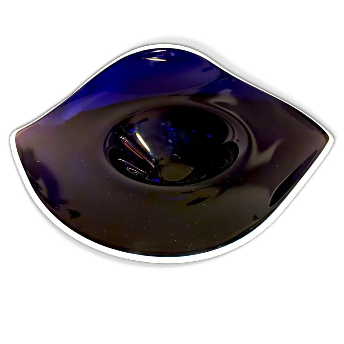 1970s Cobalt Blue Hand Blown Asymmetric Anamorphic Glass Centerpiece Bowl, Czechia - Thumbnail 9