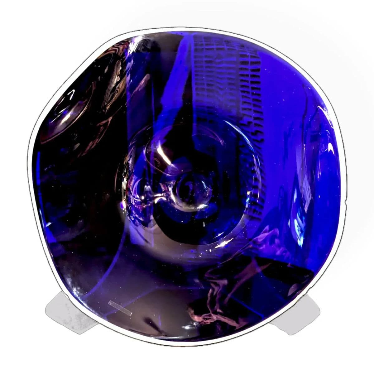 1970s Cobalt Blue Hand Blown Asymmetric Anamorphic Glass Centerpiece Bowl, Czechia - Thumbnail 4