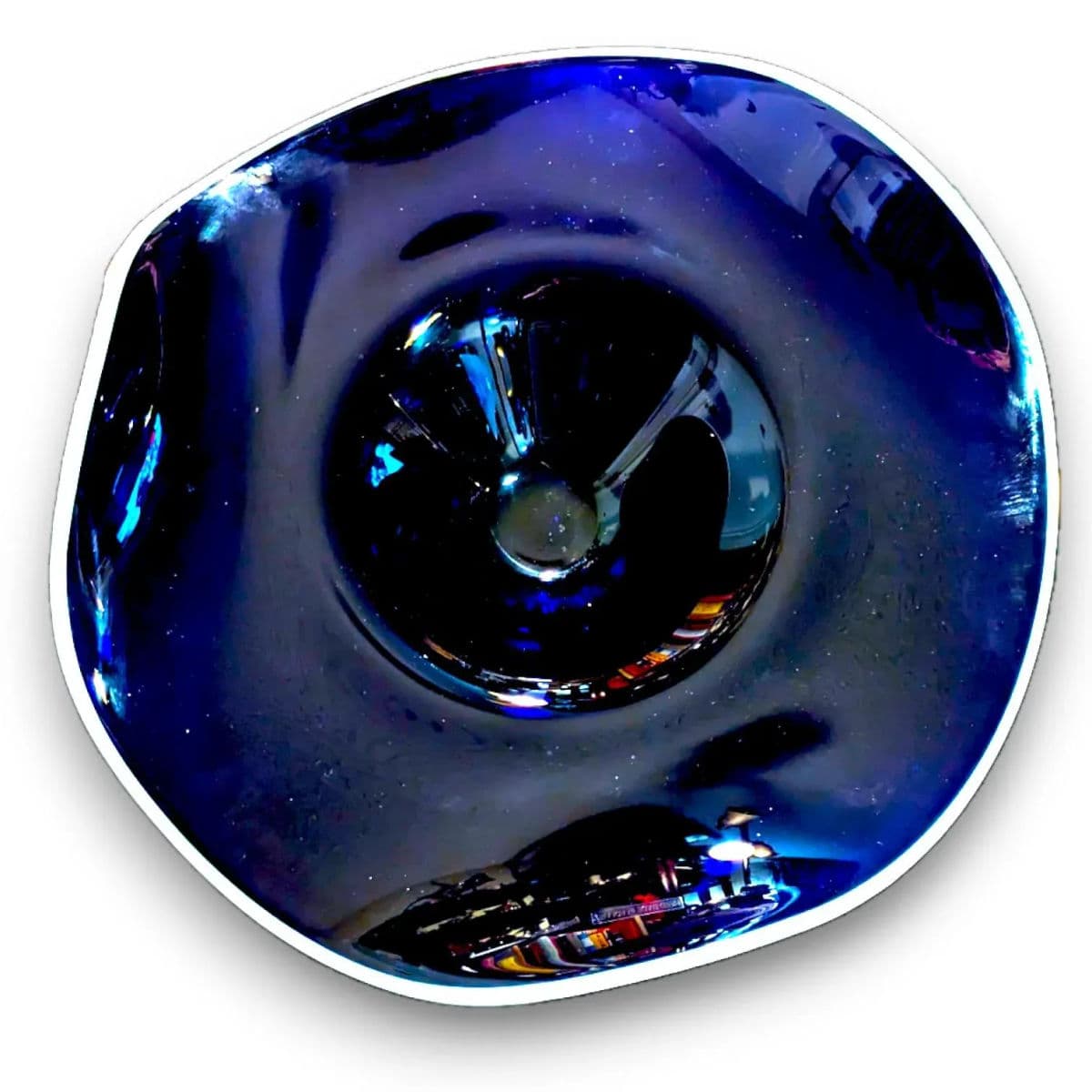 1970s Cobalt Blue Hand Blown Asymmetric Anamorphic Glass Centerpiece Bowl, Czechia - Thumbnail 5
