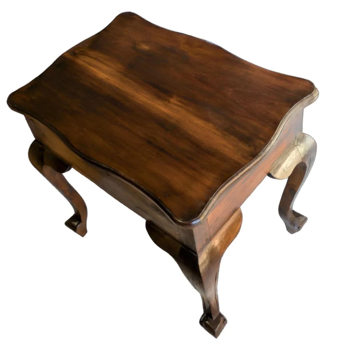 19th C Hand Tooled Louis XV Provencal Side Table Cabriole Legs & Serpentine Top - Thumbnail 7