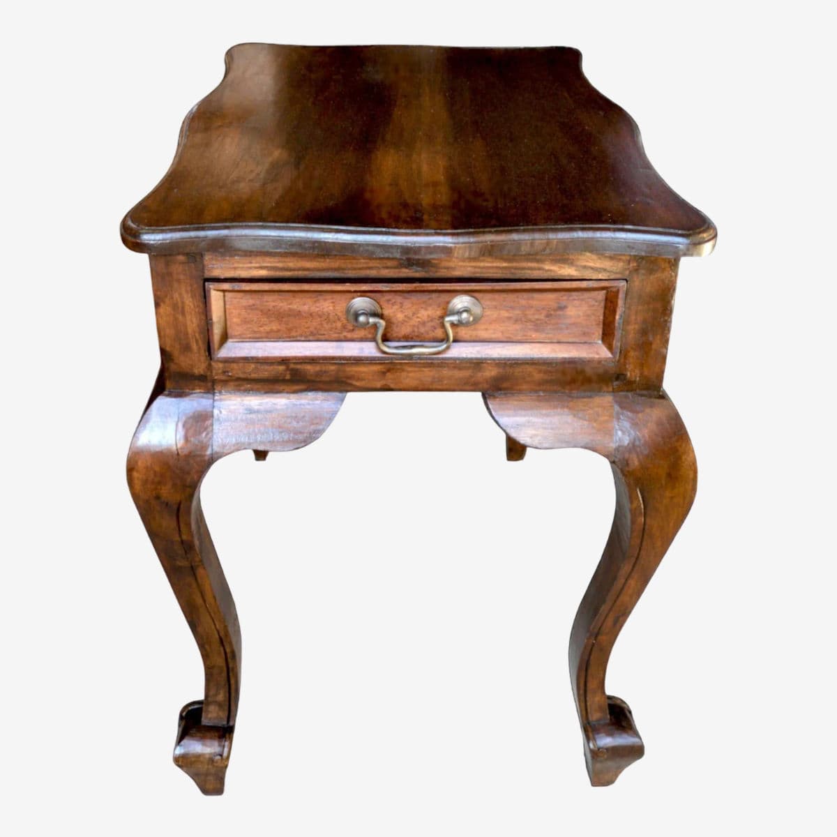 19th C Hand Tooled Louis XV Provencal Side Table Cabriole Legs & Serpentine Top - Image 1