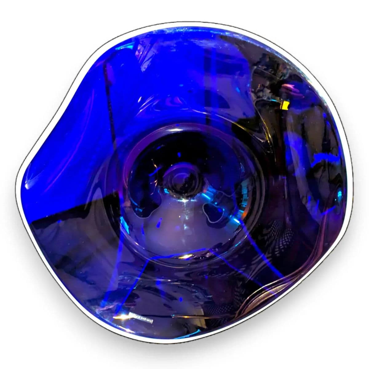 1970s Cobalt Blue Hand Blown Asymmetric Anamorphic Glass Centerpiece Bowl, Czechia - Thumbnail 6