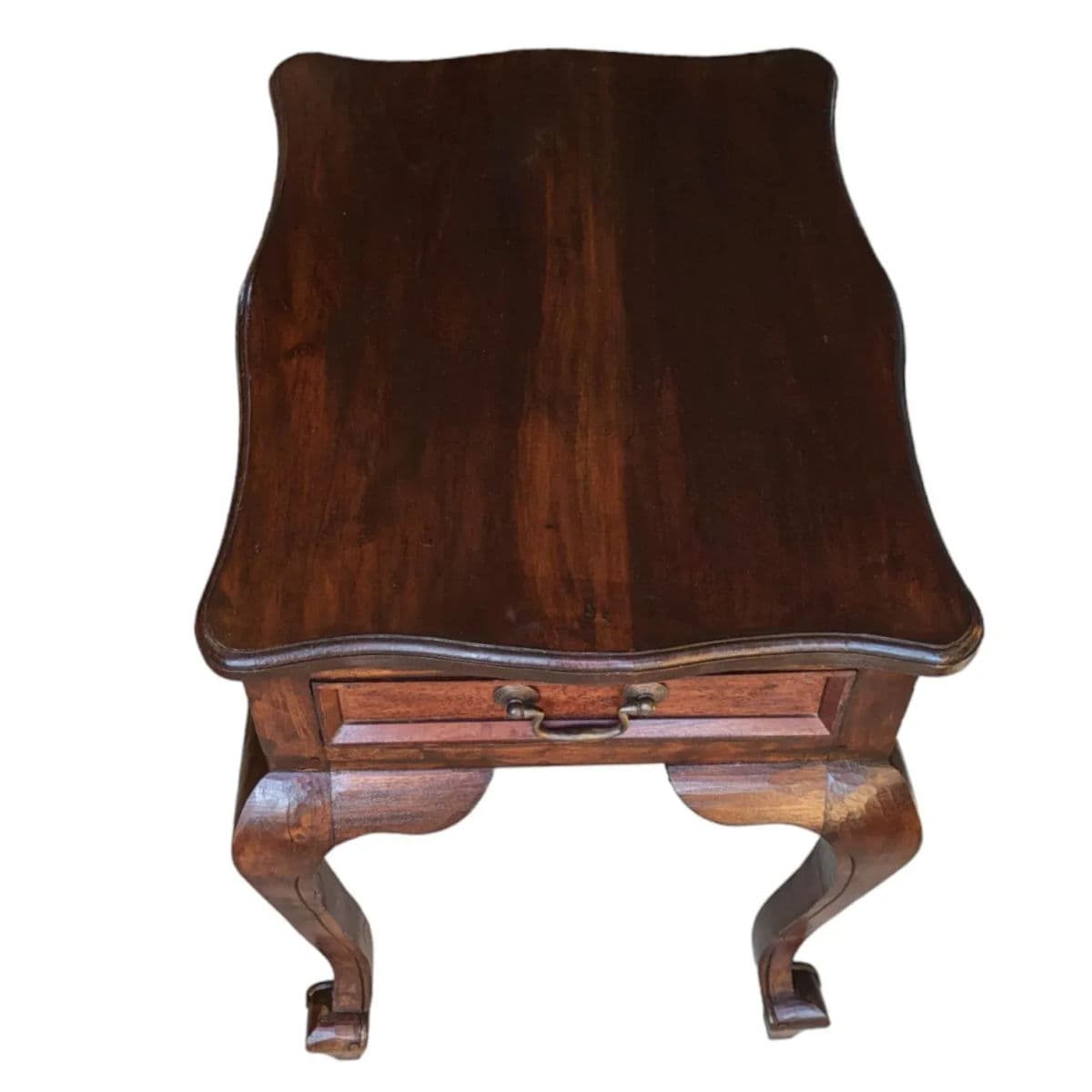 19th C Hand Tooled Louis XV Provencal Side Table Cabriole Legs & Serpentine Top - Thumbnail 4