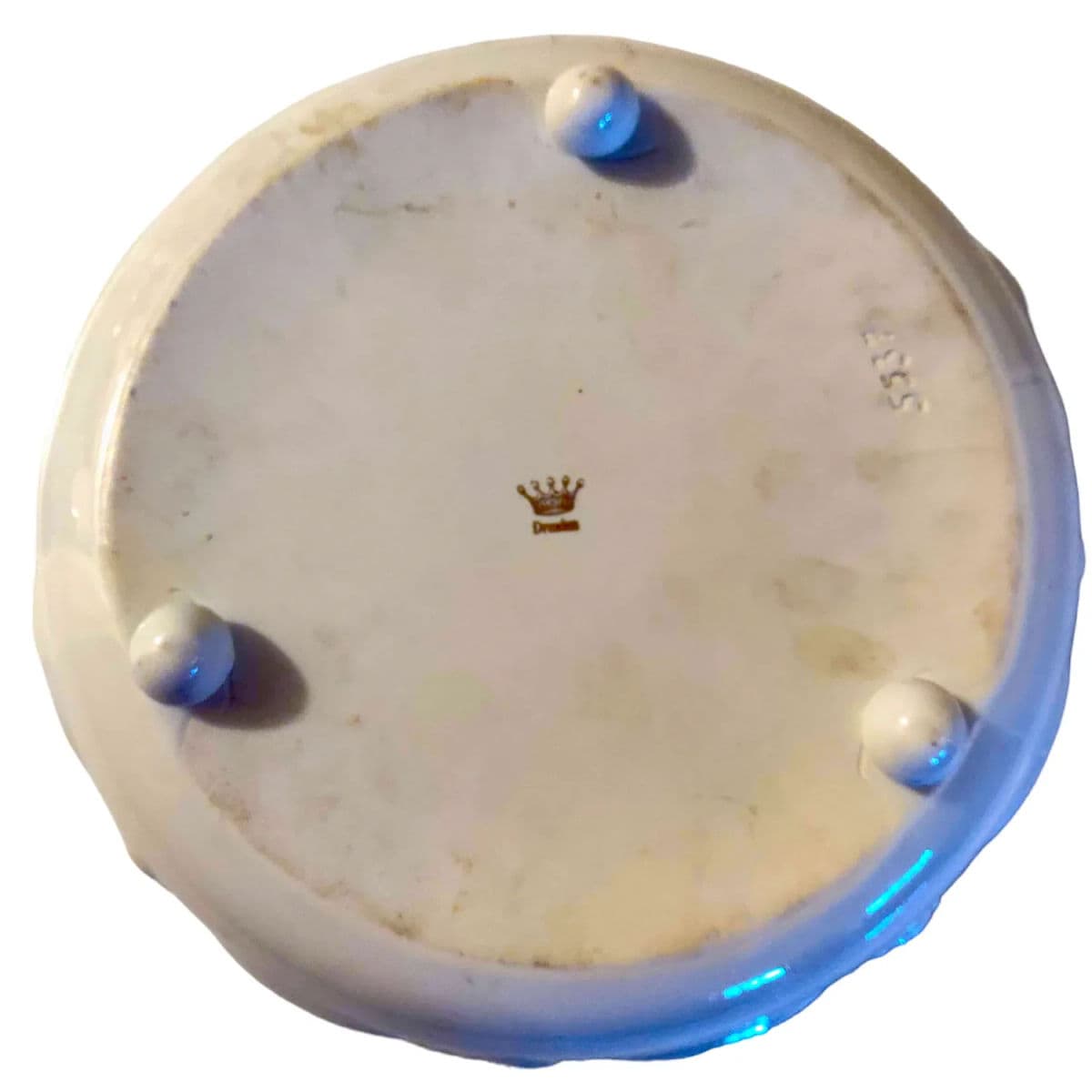 Dresden & Gerold Porzellan Bavaria Silver Trimmed Bird Bath Flower Frog 2 Piece Centerpiece - Thumbnail 5