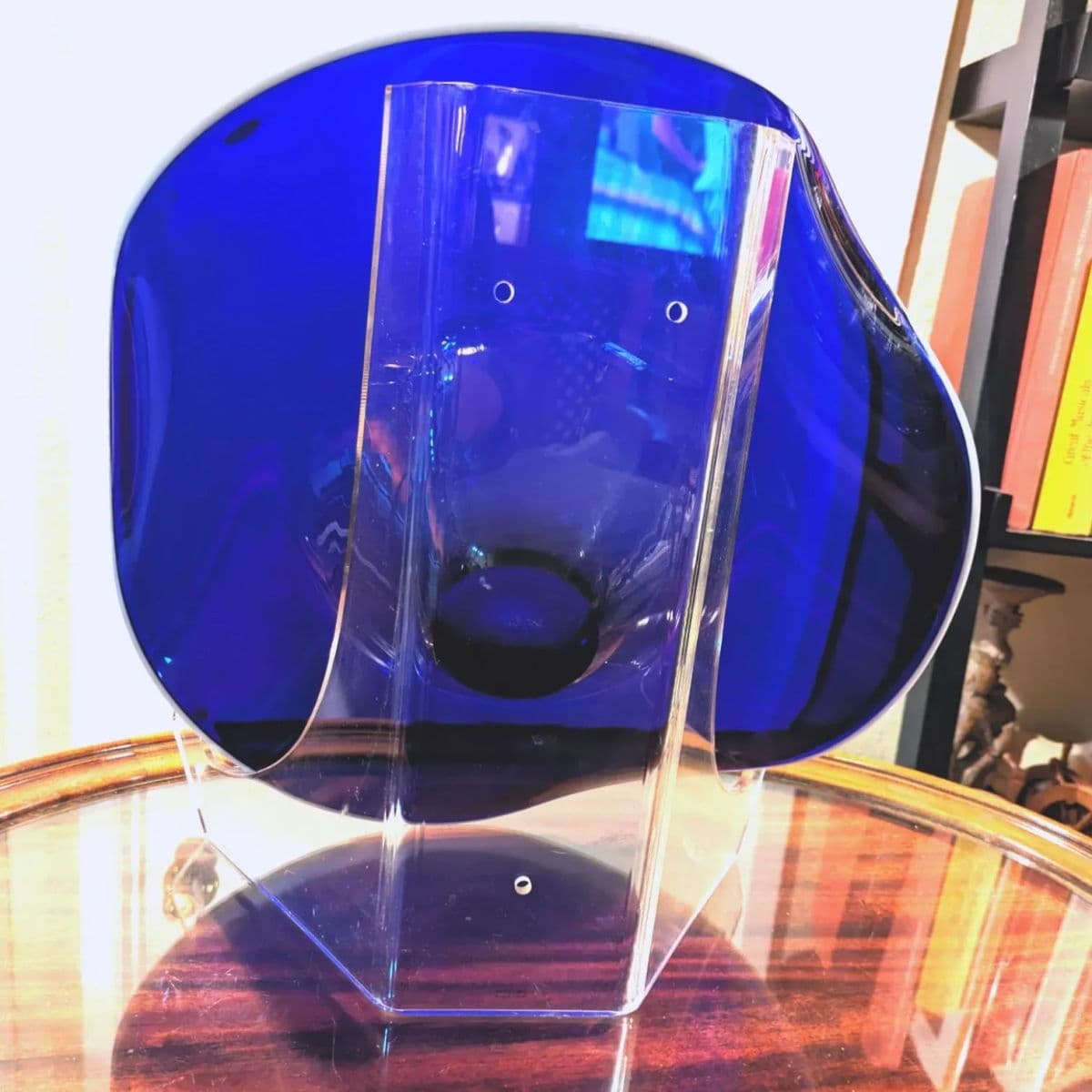 1970s Cobalt Blue Hand Blown Asymmetric Anamorphic Glass Centerpiece Bowl, Czechia - Thumbnail 10