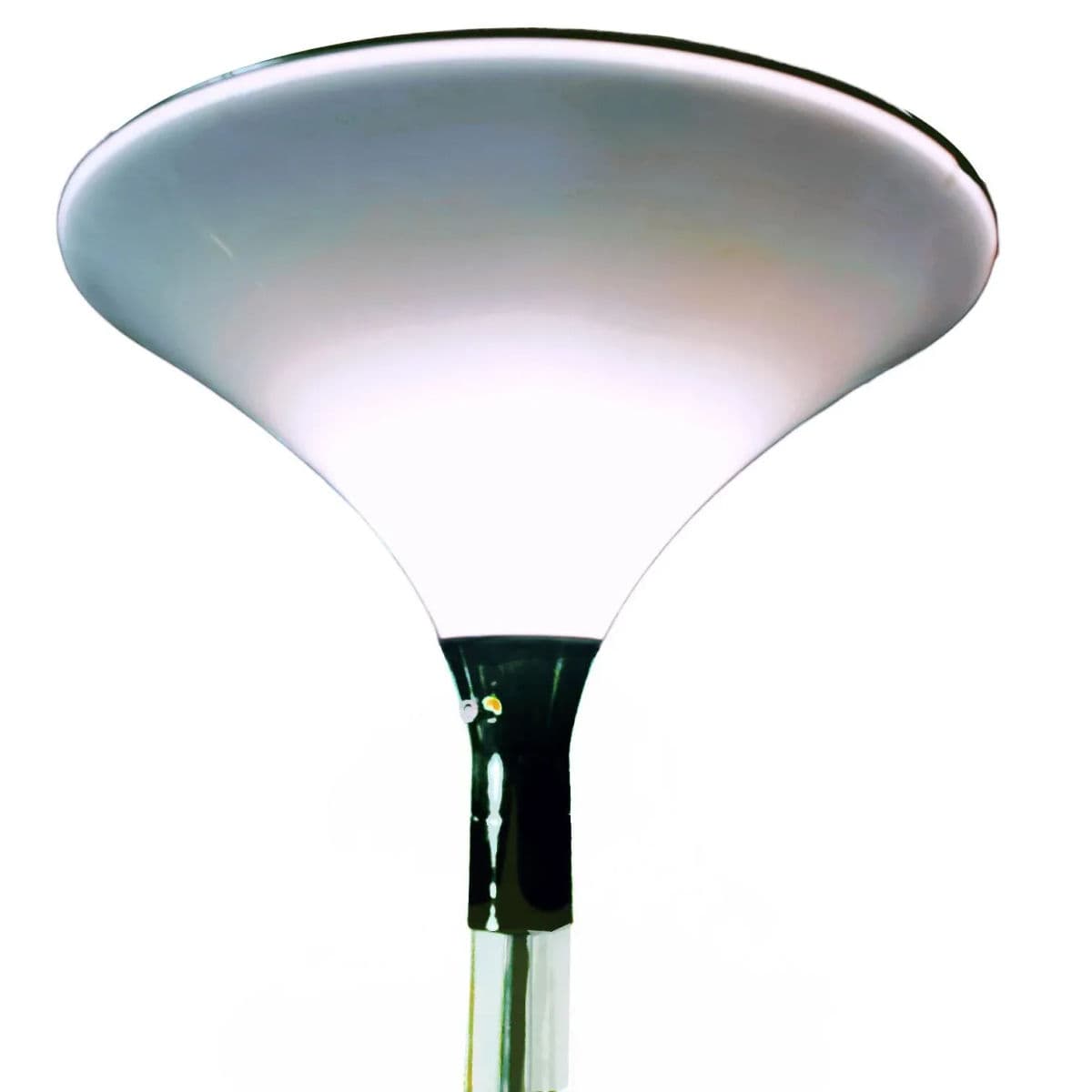 1980s Postmodern Lucite and Brass Lucite Torchiere With Wide Brim Acrylic Saucer Shade - Thumbnail 7