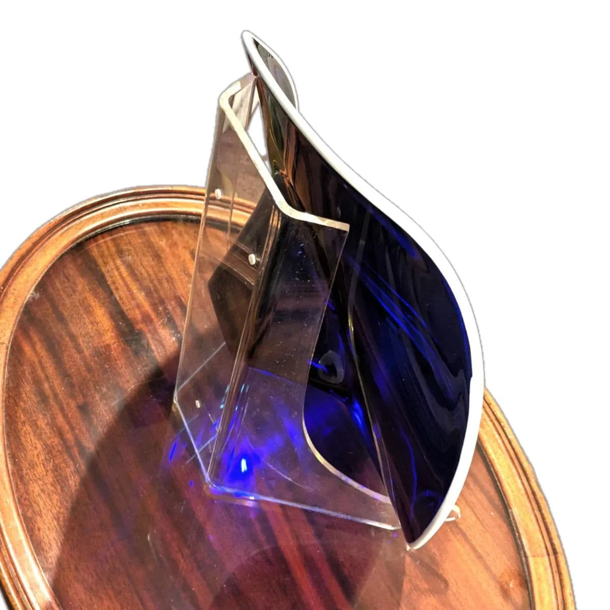 1970s Cobalt Blue Hand Blown Asymmetric Anamorphic Glass Centerpiece Bowl, Czechia - Thumbnail 11