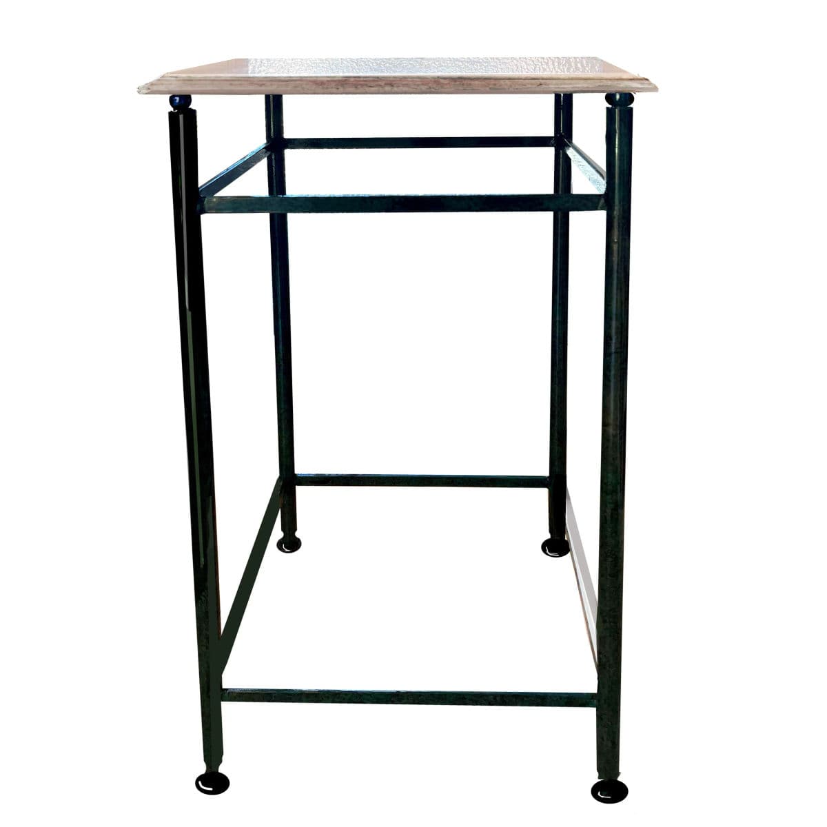 80's Tall Solid Painted Iron Metal Square Side Table With Removable Beveled Marble Top - Thumbnail 11