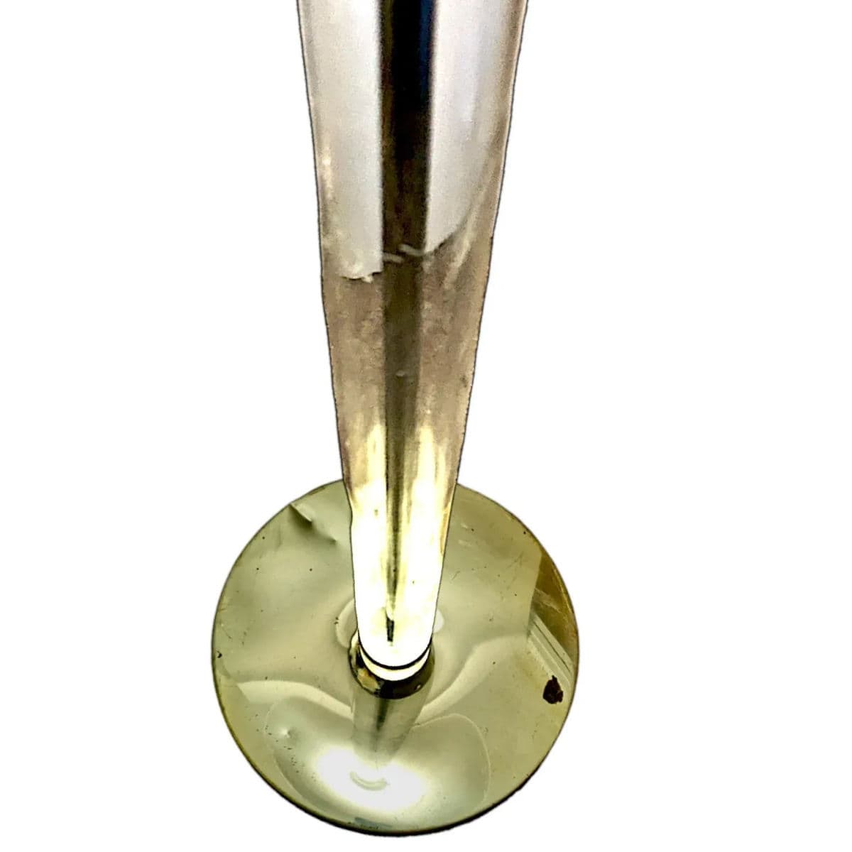 1980s Postmodern Lucite and Brass Lucite Torchiere With Wide Brim Acrylic Saucer Shade - Thumbnail 10