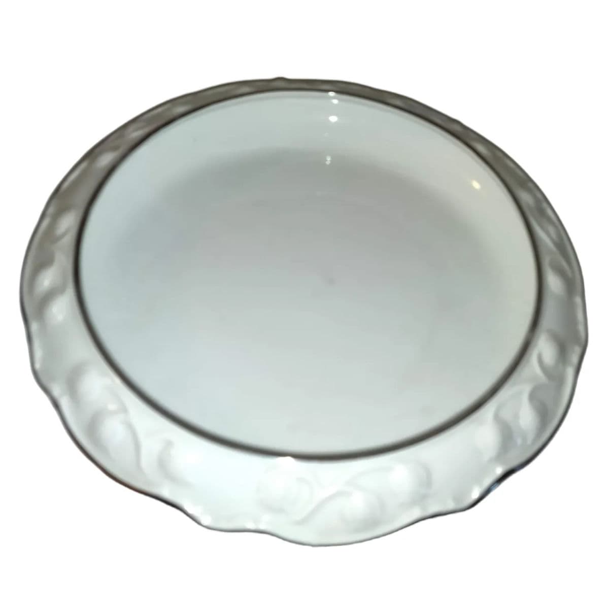 Dresden & Gerold Porzellan Bavaria Silver Trimmed Bird Bath Flower Frog 2 Piece Centerpiece - Thumbnail 4