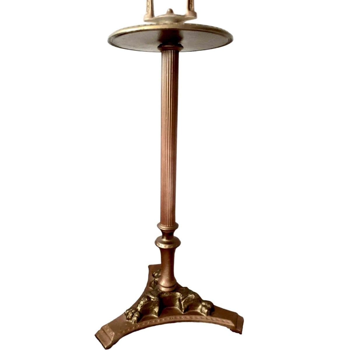 Whimsical Art Deco Painted Cast Iron Standing Ashtray With Stylized Sailing Ship Finial - Thumbnail 3