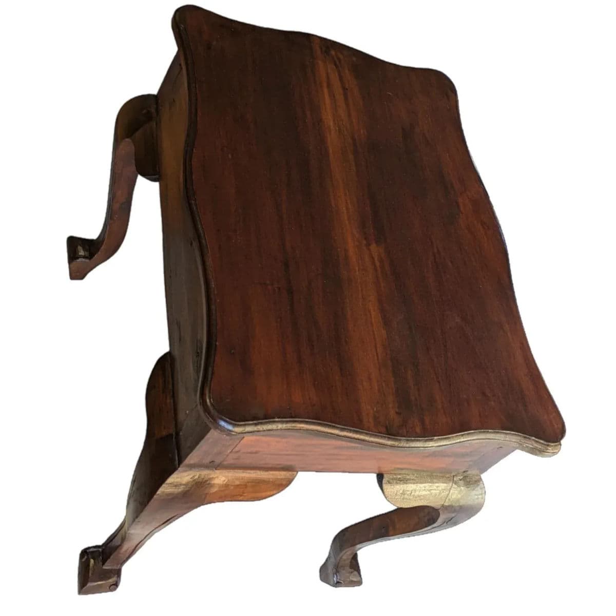 19th C Hand Tooled Louis XV Provencal Side Table Cabriole Legs & Serpentine Top - Thumbnail 6