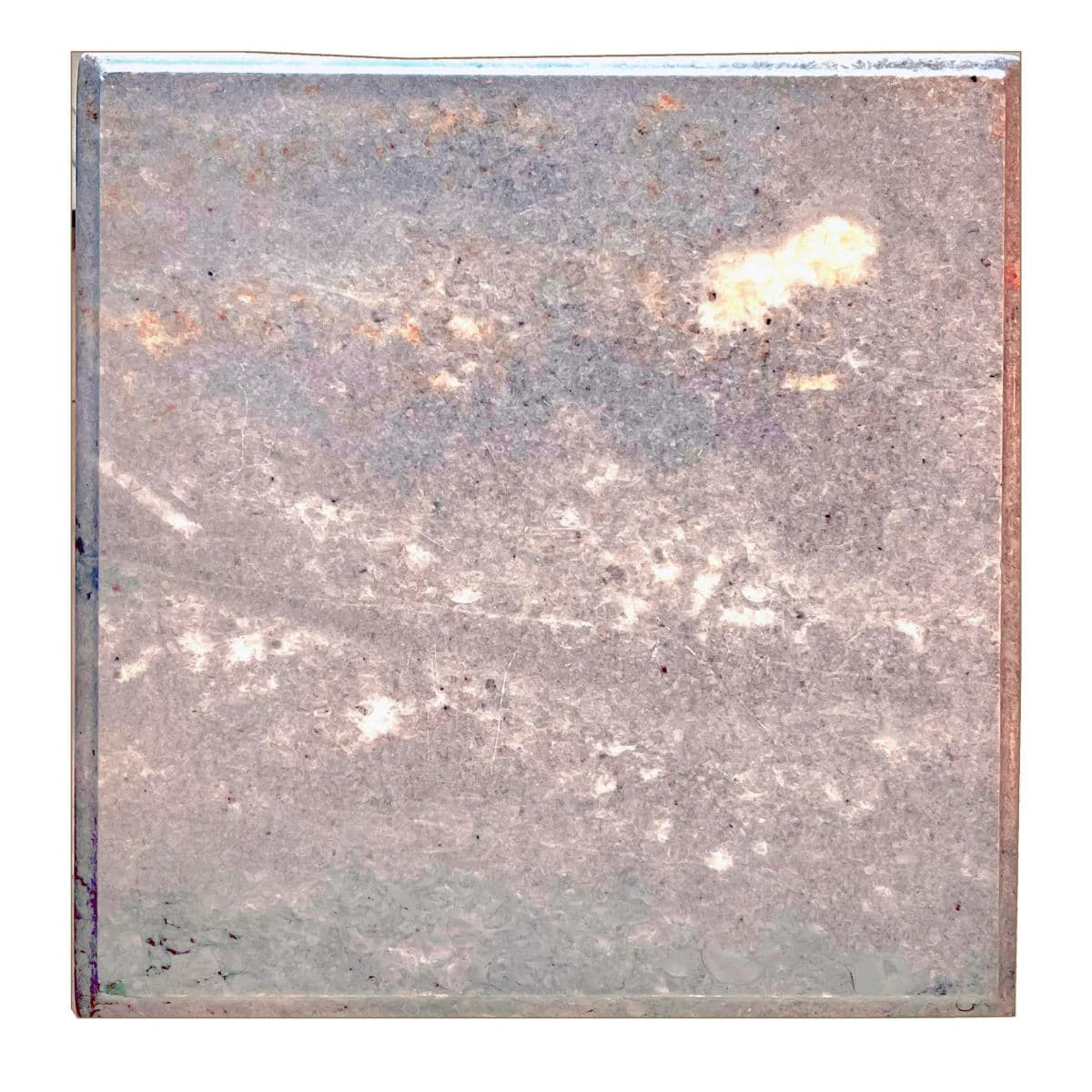 80's Tall Solid Painted Iron Metal Square Side Table With Removable Beveled Marble Top - Thumbnail 4