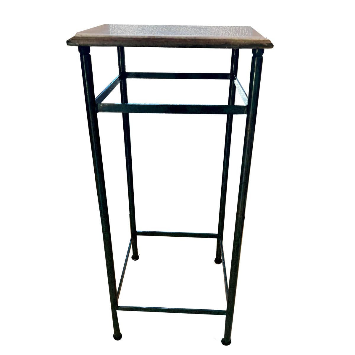 80's Tall Solid Painted Iron Metal Square Side Table With Removable Beveled Marble Top - Thumbnail 10