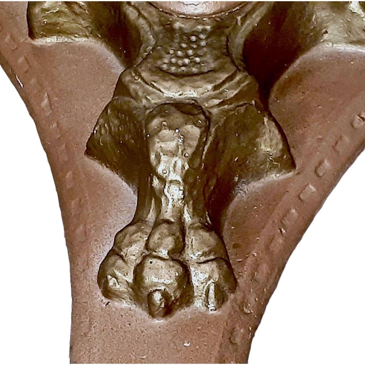 Whimsical Art Deco Painted Cast Iron Standing Ashtray With Stylized Sailing Ship Finial - Thumbnail 9