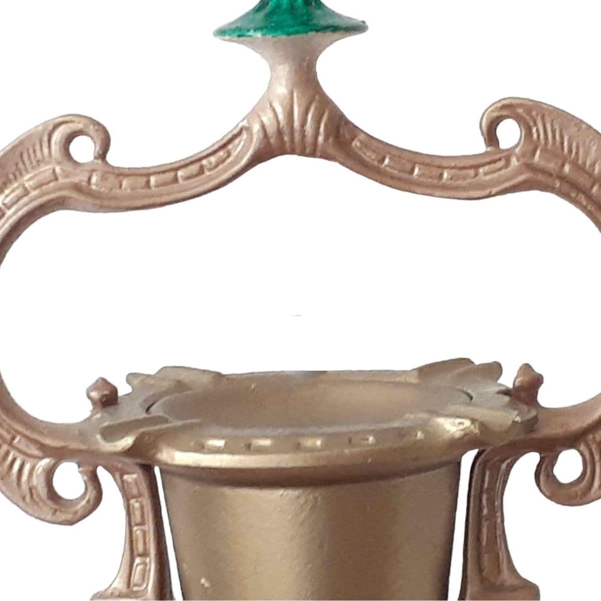 Whimsical Art Deco Painted Cast Iron Standing Ashtray With Stylized Sailing Ship Finial - Thumbnail 13