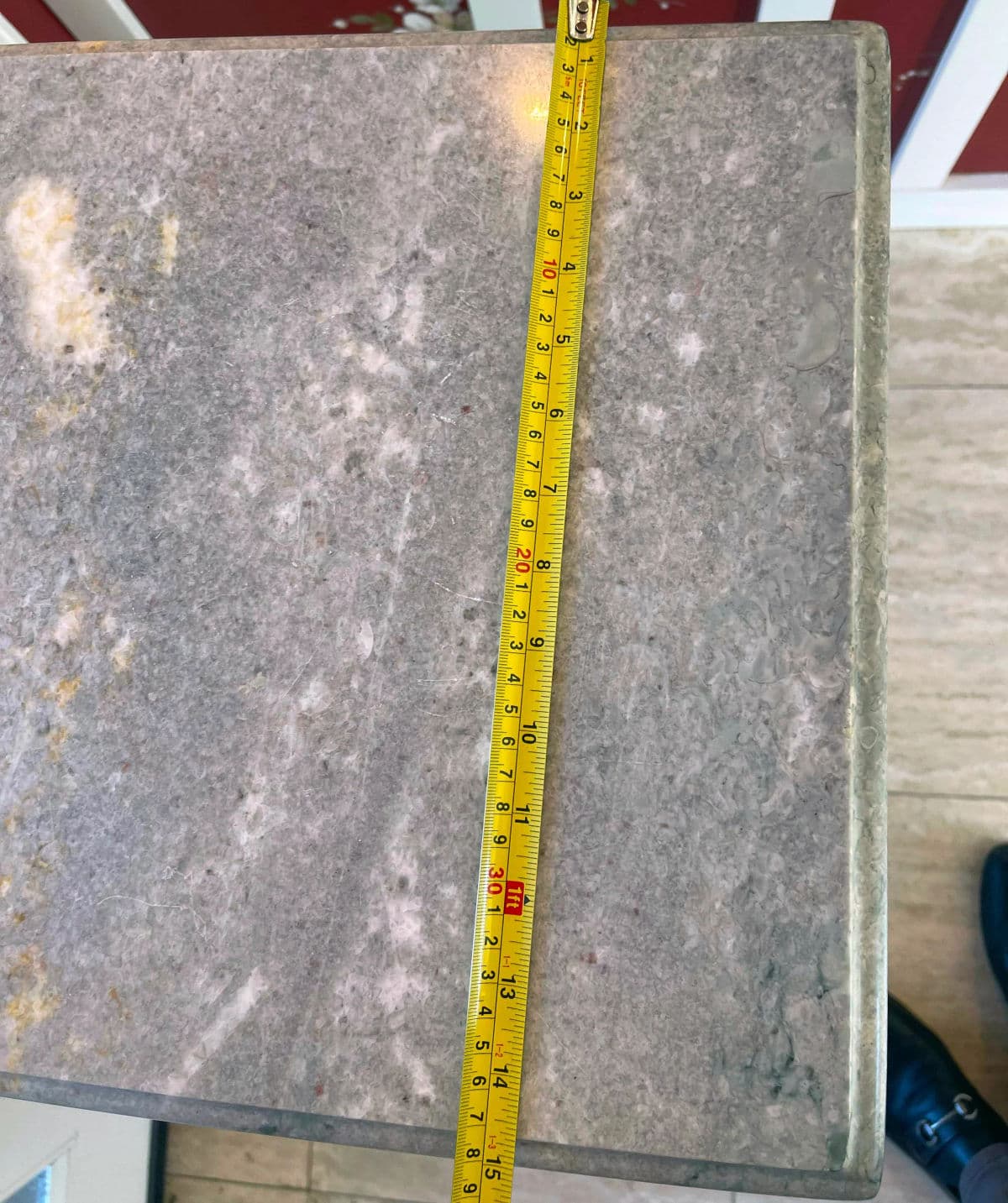 80's Tall Solid Painted Iron Metal Square Side Table With Removable Beveled Marble Top - Thumbnail 7