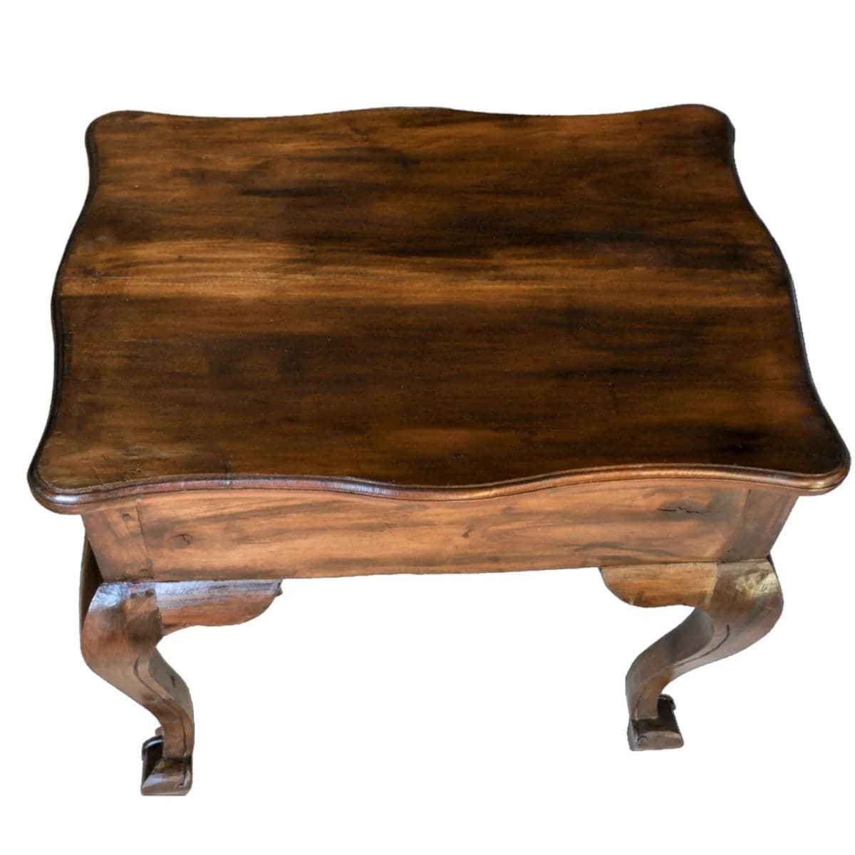 19th C Hand Tooled Louis XV Provencal Side Table Cabriole Legs & Serpentine Top - Thumbnail 8