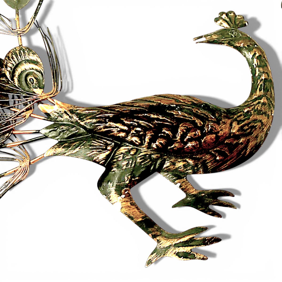 Vintage Facing Peacocks Wall Art Mid Hollywood Regnecy Original Metal Sculptures - A Pair - Thumbnail 5