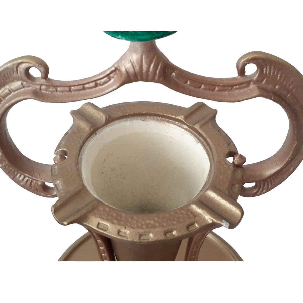 Whimsical Art Deco Painted Cast Iron Standing Ashtray With Stylized Sailing Ship Finial - Thumbnail 6