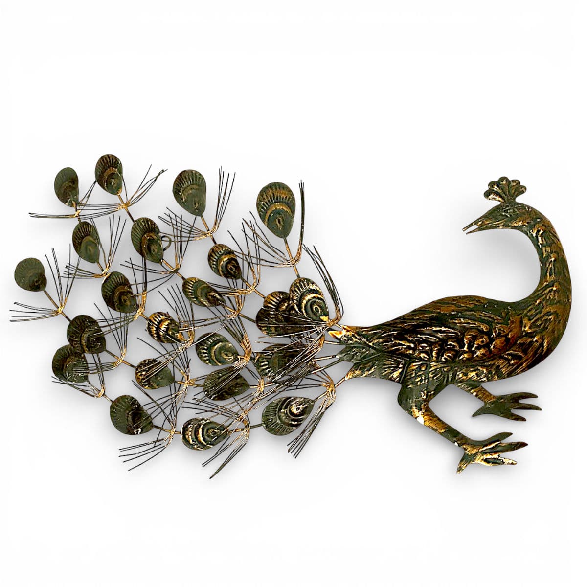 Vintage Facing Peacocks Wall Art Mid Hollywood Regnecy Original Metal Sculptures - A Pair - Thumbnail 4