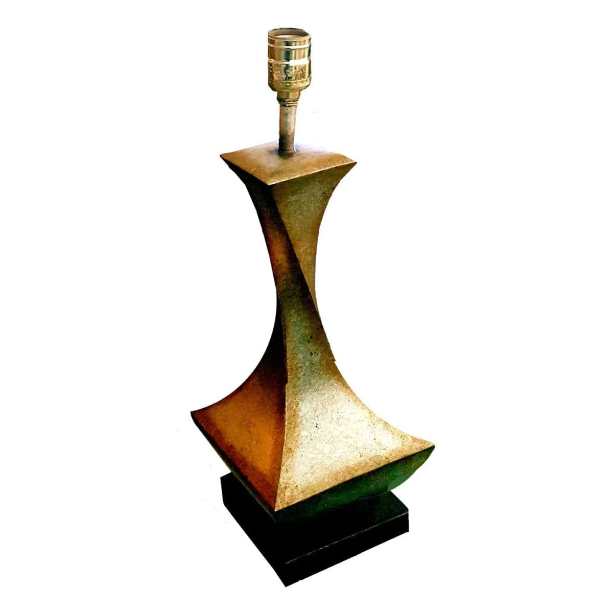 1970s Tonello & Montagna Grillo Style Solid Plaster Golden Italian Table Lamp on Sculptural Base - Thumbnail 3