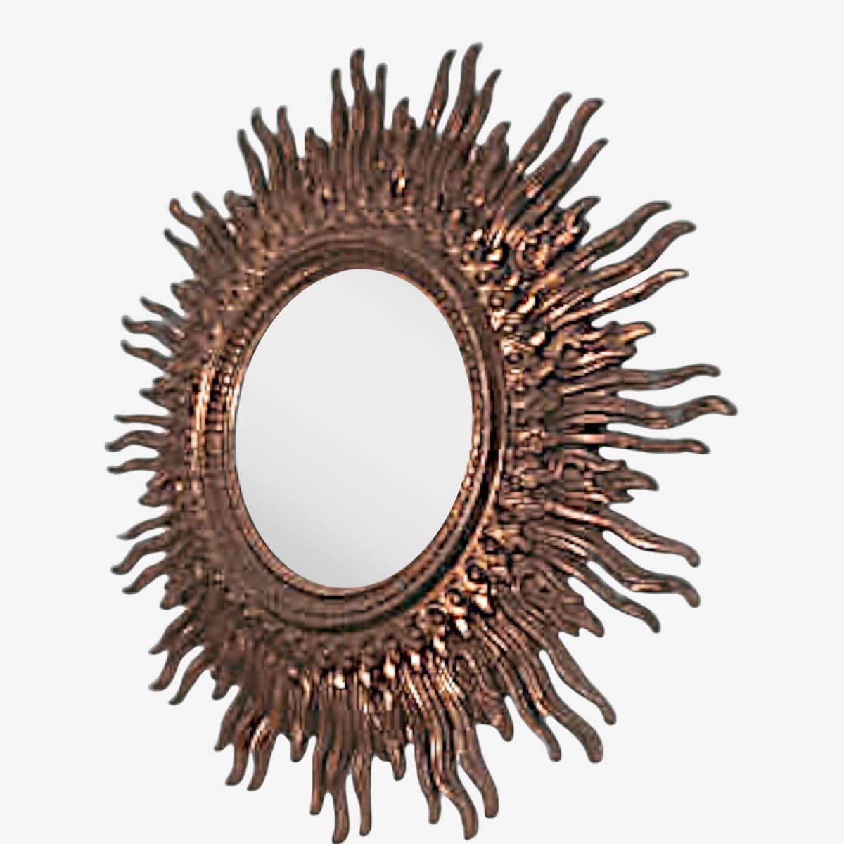 1970s Large 48" Syroco Sunburst Mirror Framed With Gilded Flames - Image 1