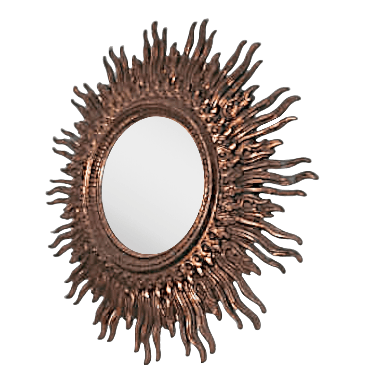 1970s Large 48" Syroco Sunburst Mirror Framed With Gilded Flames - Thumbnail 2