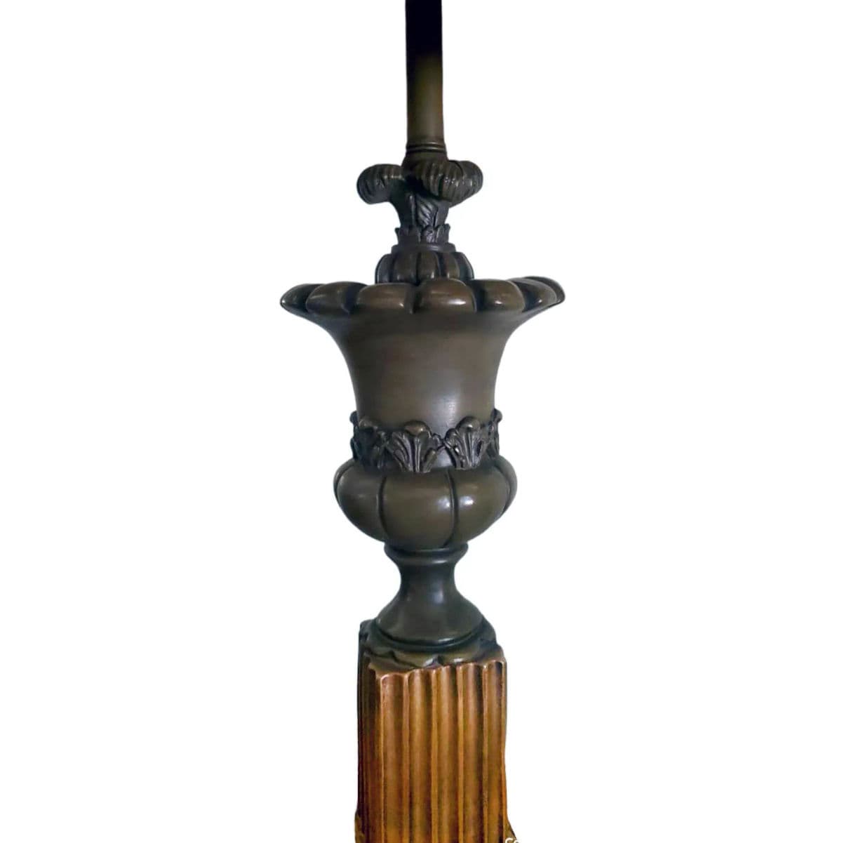 1970s Mid-Century Towering Green Toned Parcel Gilt Empire/Regency Table Lamp - Thumbnail 4