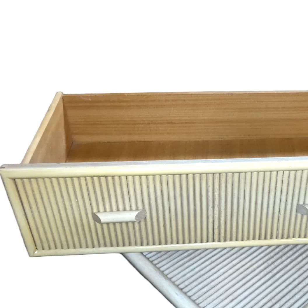 1950s Two Toned Split Pencil Reed Gabriella Crespi Style Three Drawer Chest of Drawers - Thumbnail 7